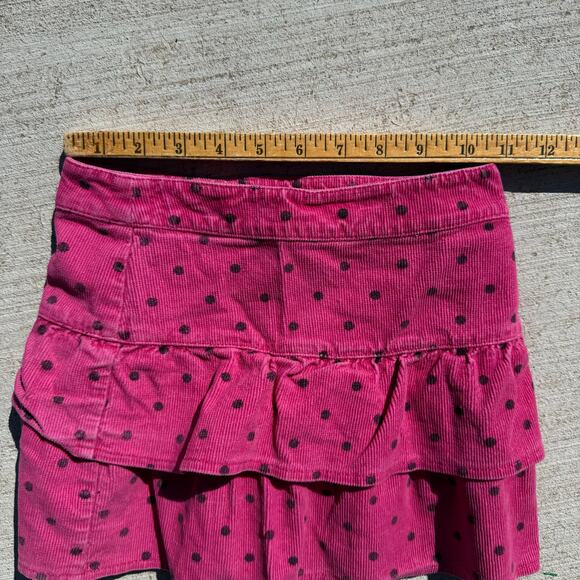 Y2K Copper Key Pink and Black Polkadot Corduroy Ruffle Skirt 4/4T - Picture 7 of 8